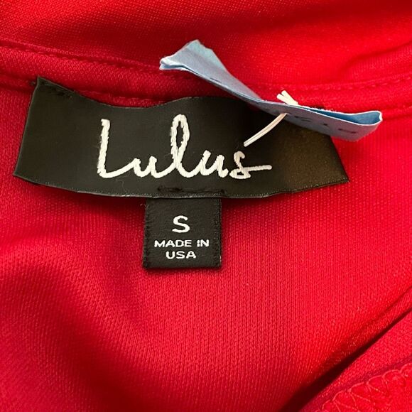 Lulu's Best is Yet to Come Mini Dress Red Cape Sleeves S - Picture 7 of 9